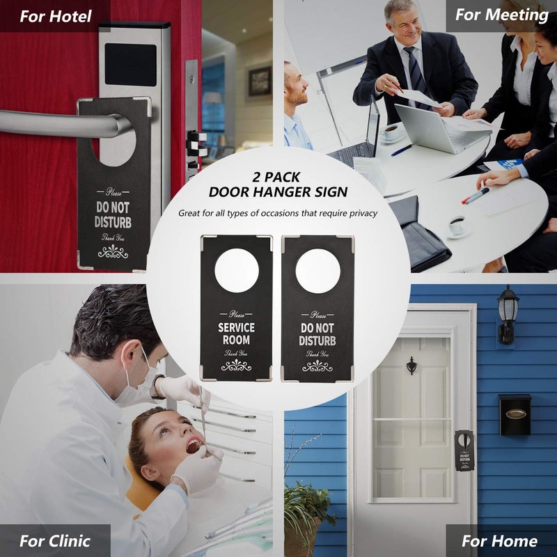 WFD.L Do Not Disturb Sign 2 Packs, 4" Ã— 8" Please Service Room Sign For Hotel Home Office Meeting Indoor and Outdoor Use(Both Sides) - Image 2